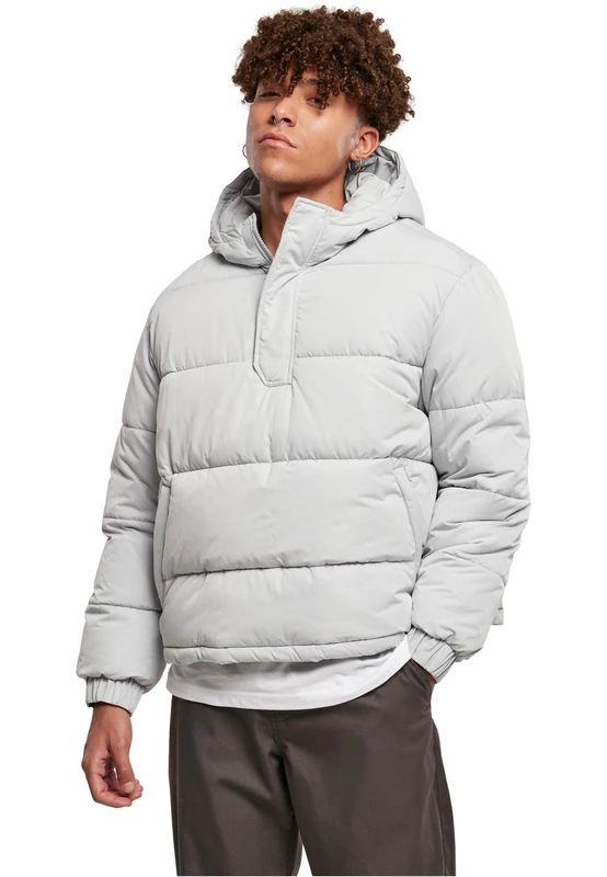 Urban Classics Men's Hooded Cropped Pull Over Jacket, lightasphalt, M