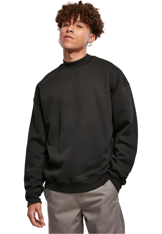 Urban Classics Men's Mock Neck Crew Sweatshirt, Black, 4XL