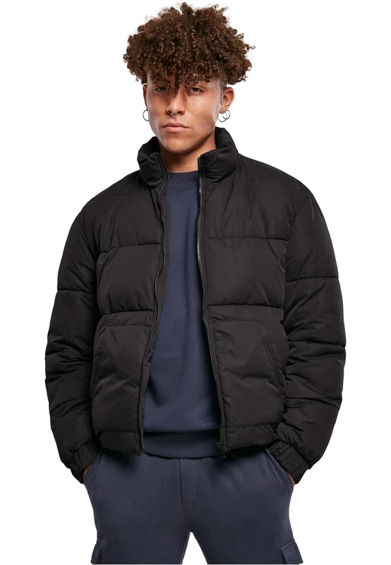Urban Classics Men's Cropped Puffer Jacket, Black, XL