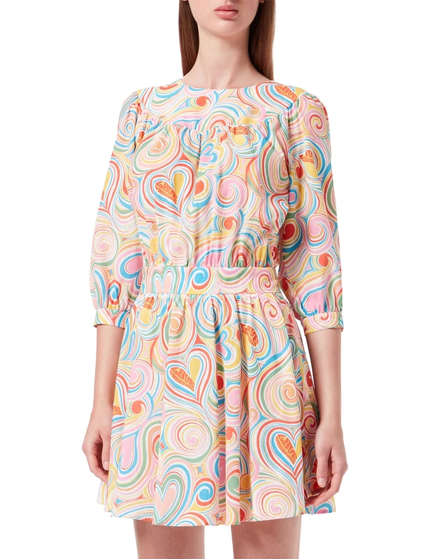 Love Moschino Women's ow Waist Dress with Elbow Length Sleeves, All.Multicolor, 40