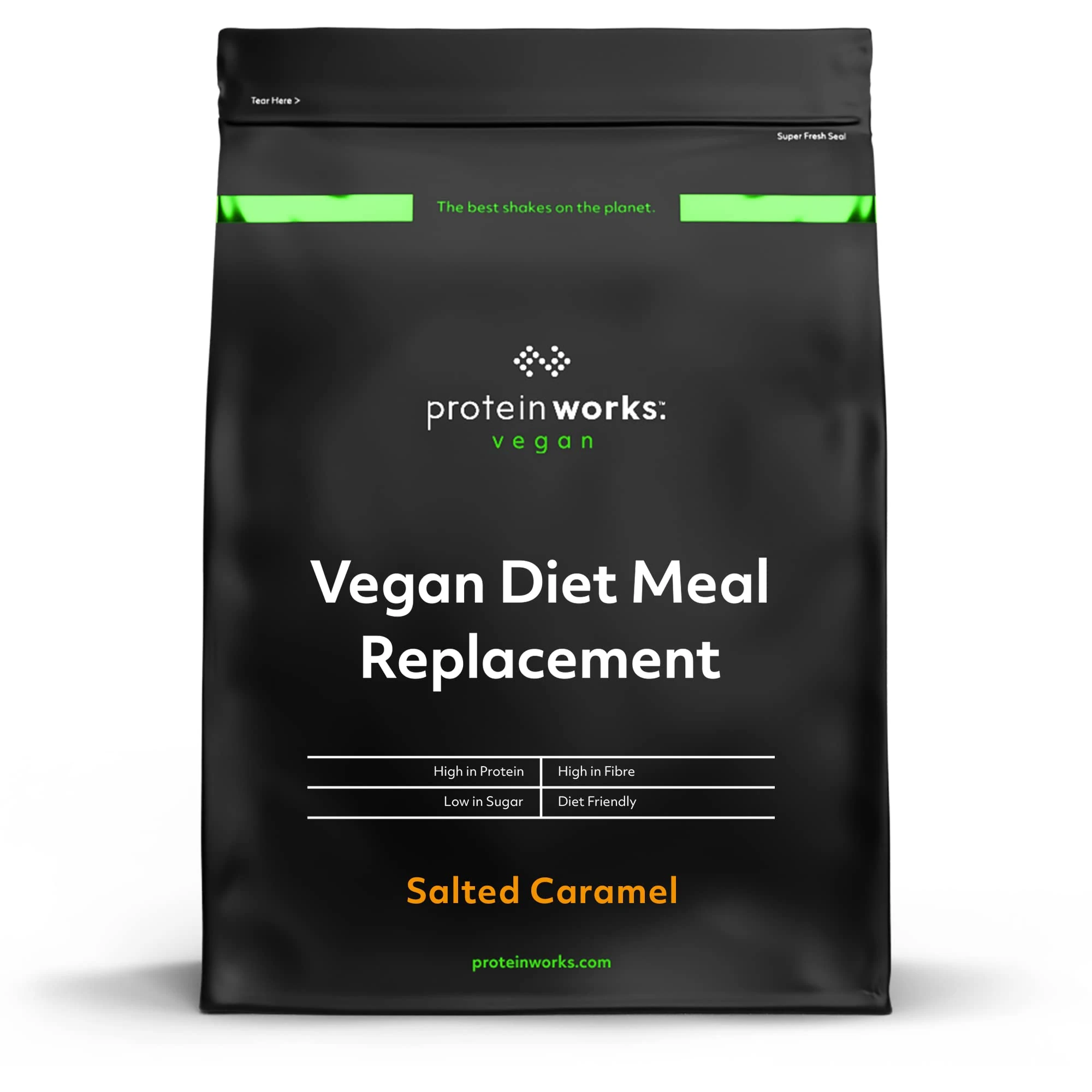 Protein Works - Vegan Diet Meal Replacement Shake | Nutritionally Complete 250 Calorie Meal | Vegan Meal Shake | Plant Based Meal | 14 Servings | Salted Caramel Bandit | 1kg
