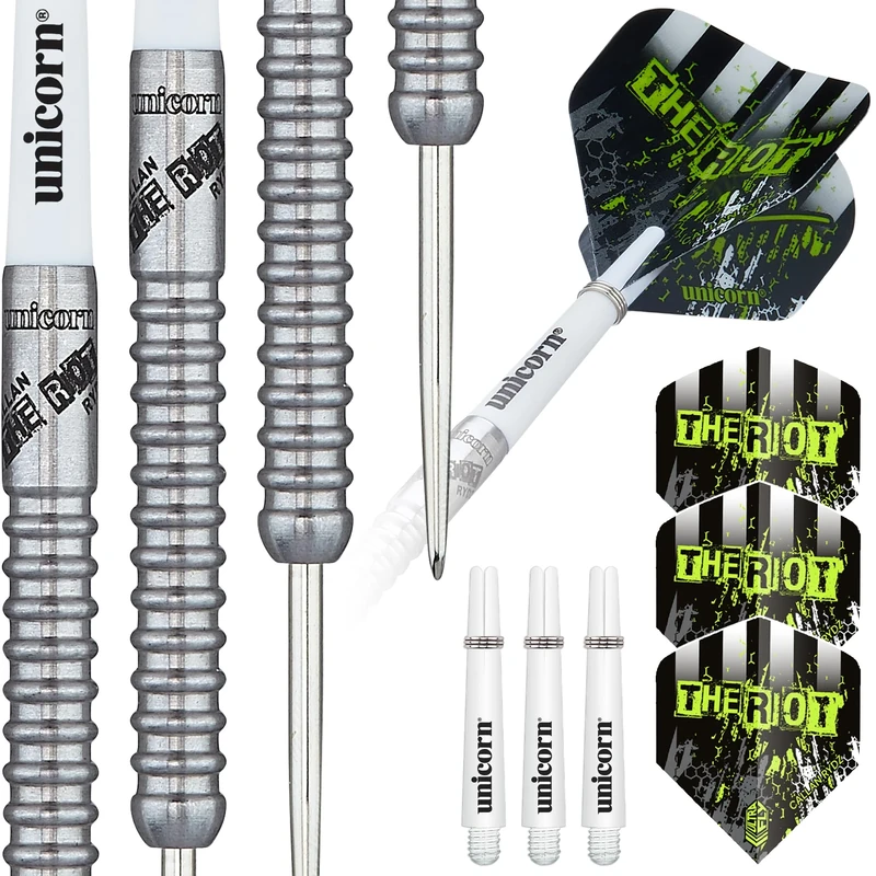 Unicorn Steel Tip Darts Set | Callan 'The Riot' Rydz Contender | 90% Natural Tungsten Barrels | Gripper 3 Shafts | 22 g