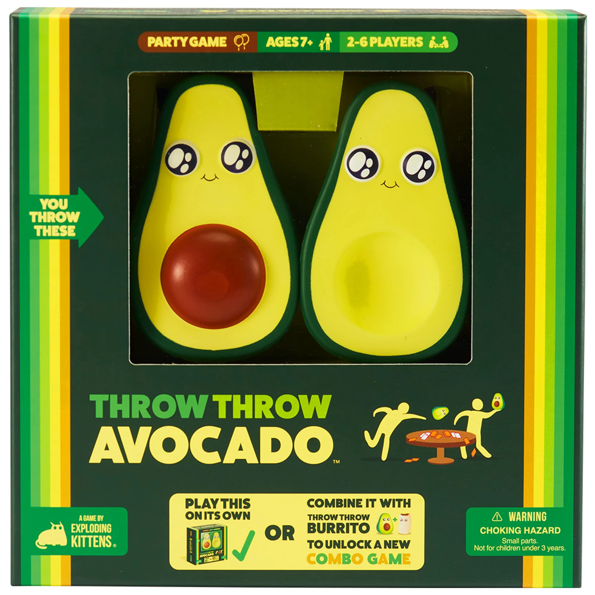 Exploding Kittens - Throw Throw Avocado - 2-6 Players - Ages 7+ - 15 Minutes to Play - Dodgeball Card Game - Ideal for Party, Family Game Night, Kids and Adults