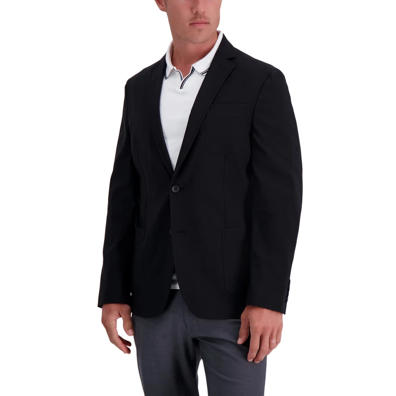 Haggar Men's Smart Wash Performance Tech Blazer Tailored Fit Black