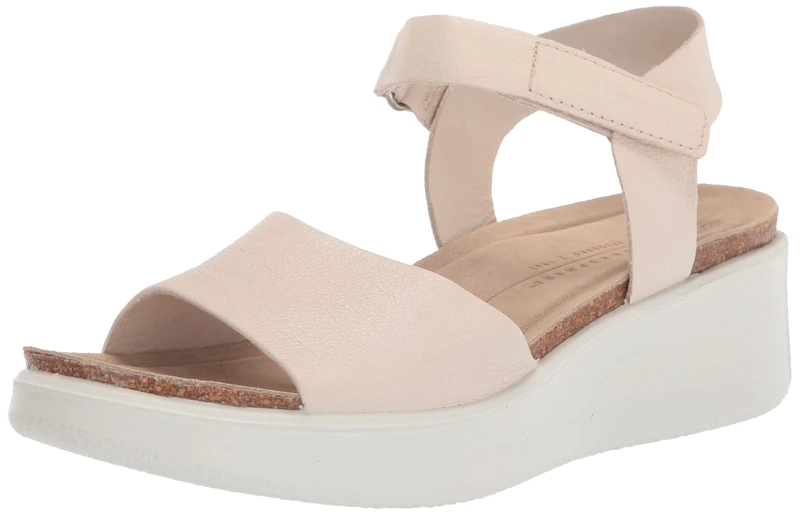 ECCO Women's Flowt Wedge Cork Sandal, Limestone, 6.5/7 UK