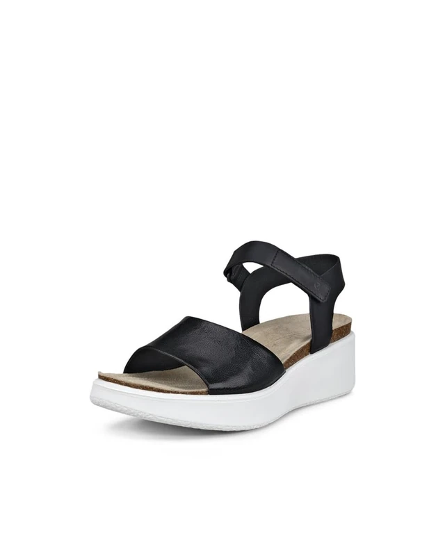 ECCO Women's Flowt Wedge Cork Sandal, Black, 7-7.5