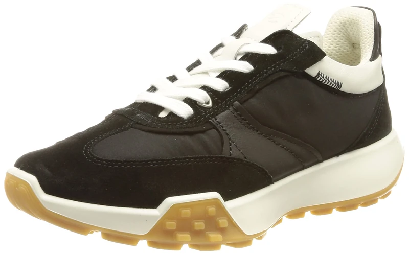 Ecco Women's Retro Sneaker W, Black/White, 2.5/3 UK - Image 1