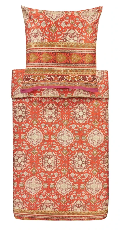 Bassetti Piazza San Marco R1 Rosso 9314255 Bed Linen Set 2-Piece 100% Cotton with Zip Closure 155 cm x 200 cm 80 cm x 80 cm