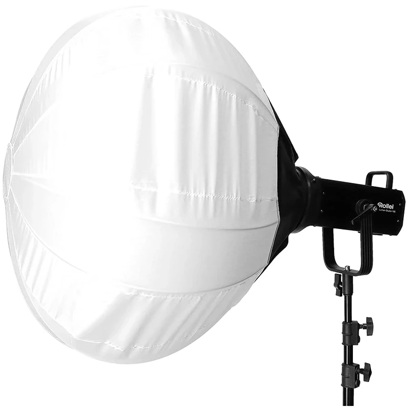 Rollei Balloon Softbox with Light Control Curtain, 65 cm Round Light Shaper with Bowens S-Type Bayonet for Studio Flash Devices and LED Continuous Lights, 28196