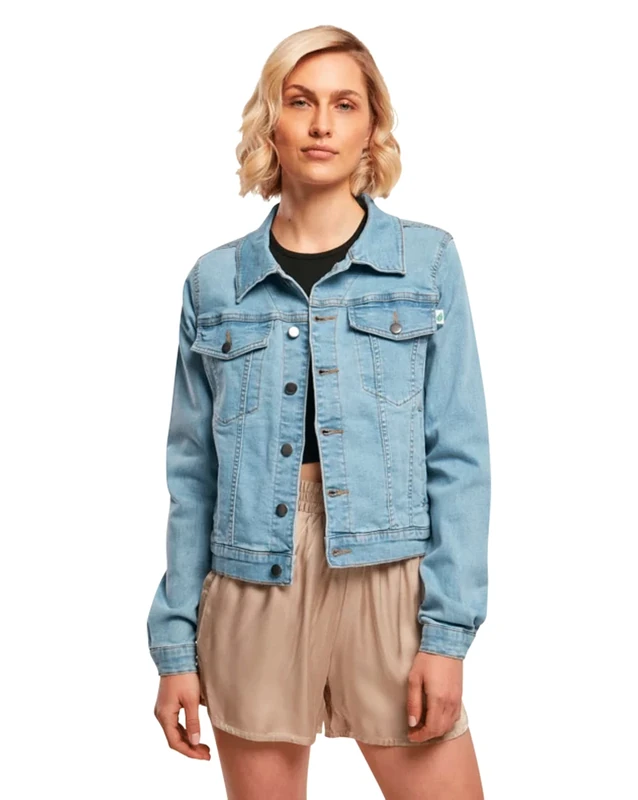 Urban Classics Women's Organic Denim Jacket, Clearblue Bleached, XS