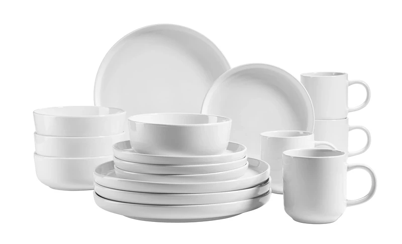 MÄSER 931962 Alenia Series Crockery Set for 4 People in Modern Scandinavian Design 16-Piece Ceramic Crockery Set in White