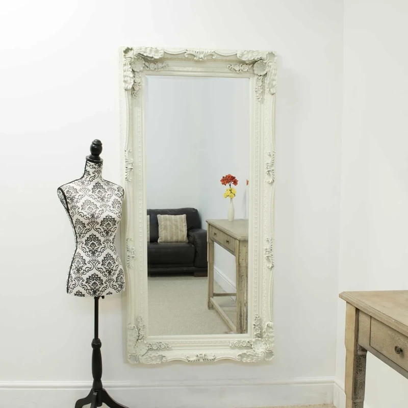 Milton Manor Cream (Off White) Large French Elaborate Wall Mirror 5ft9 x 2ft11 175cm 89cm