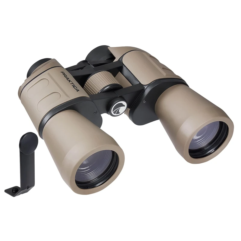Praktica Falcon 12x50mm Porro Prism Field Sand Binoculars & Tripod Mount Adapter - Fully Coated Lenses, Sturdy Construction, Aluminium Chassis, Bird Watching, Sailing, Hiking, Sightseeing, Astronomy