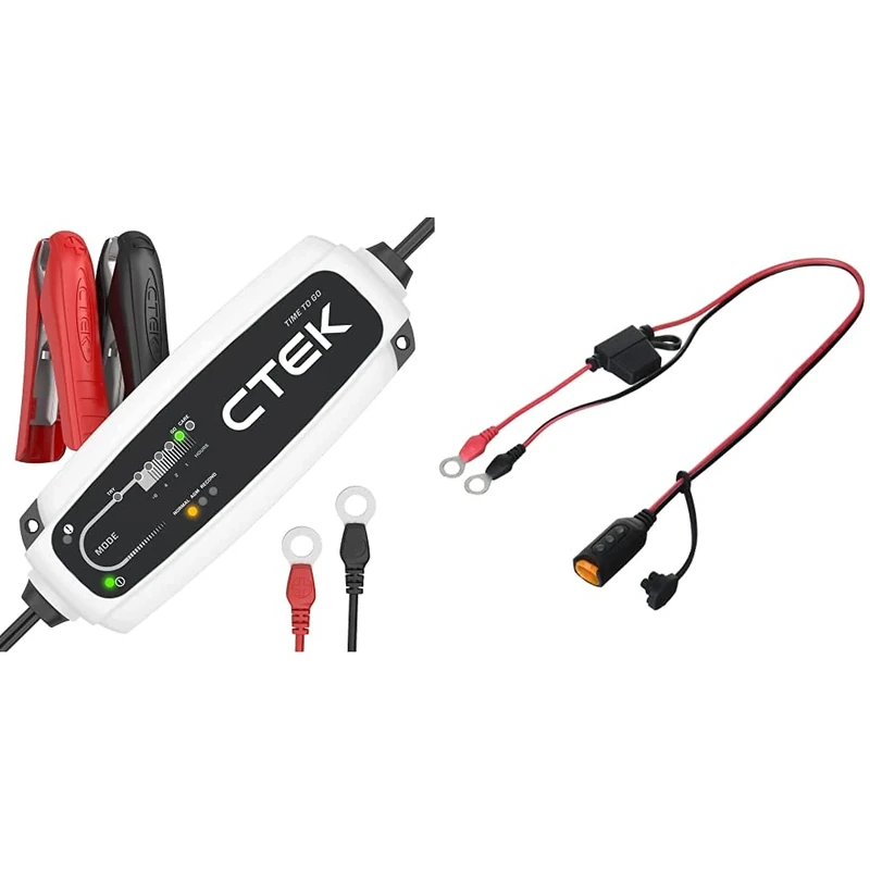 CTEK 40-162 Time To Go Battery Charging Units & 56-382 Vehicle Battery Charger Comfort Indicator, Red/Black