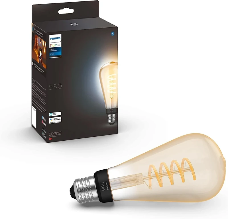 Philips Hue White Ambiance Filament ST72 Giant Smart Light Bulb [E27 Edison Screw] with Bluetooth. Works with Alexa, Google Assistant and Apple Homekit