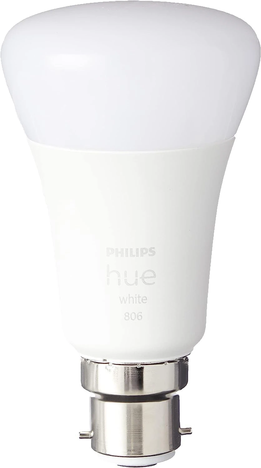 Philips Hue White Smart Bulb Twin Pack LED [B22 Bayonet Cap] - 806 Lumens (60W Equivalent). Works with Alexa, Google Assistant and Apple Homekit