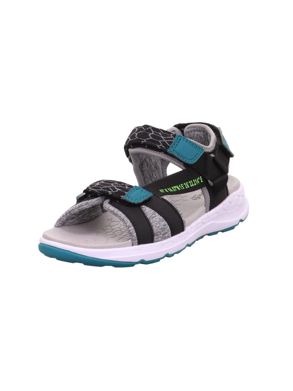 Superfit Criss Cross Sandal, Black/Green 0000, 7.5 UK