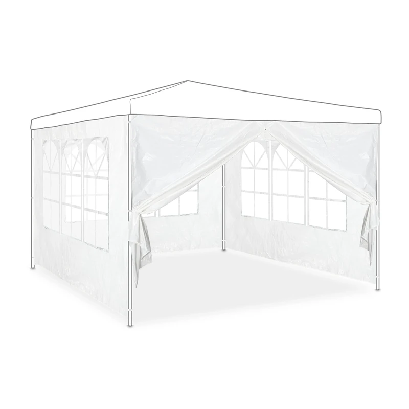 Relaxdays gazebo side panels, set of 4, marquee side wall, waterproof, with window, PVC/PE fabric, pergola covers, white