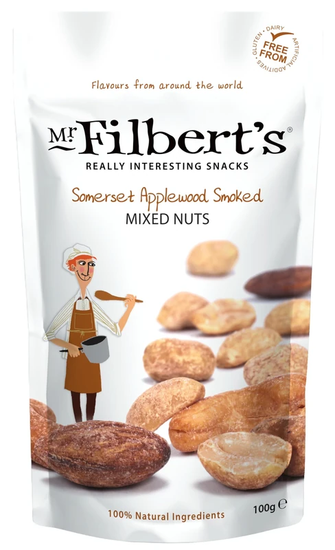 Mr Filbert's Somerset Applewood Smoked Mixed Nuts, 12 x 100g - Image 1