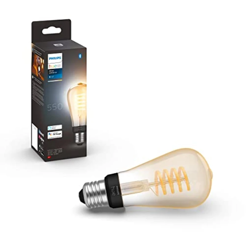 Philips Hue White Ambiance Filament ST64 Smart Light Bulb [E27 Edison Screw] with Bluetooth. Works with Alexa, Google Assistant and Apple Homekit - Image 1