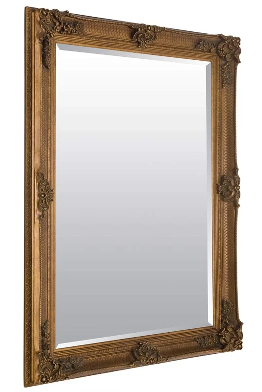 Milton Manor Gold Antique Style Wood Wall Mounted Mirror3Ft7 X 2Ft7 110cm x 79cm