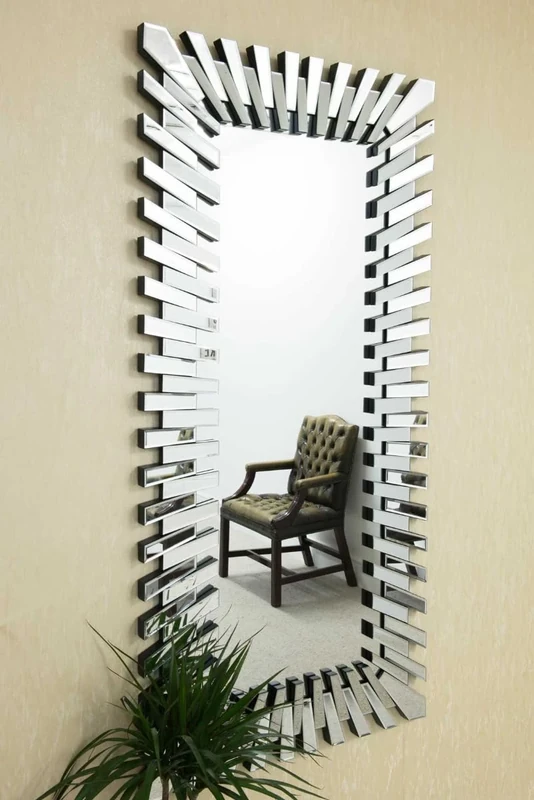 Milton Manor All glass Starburst Wall Mirror 5ft7 x 2ft8 170cm X 79cm, Frameless