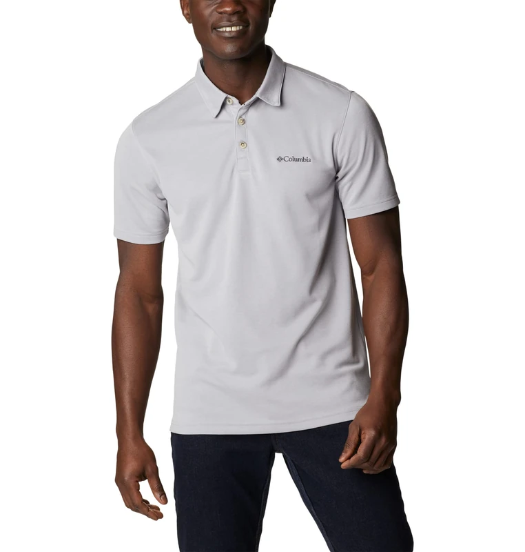 Columbia Men's Nelson Point Polo Polo Shirt, Columbia Grey, Size M