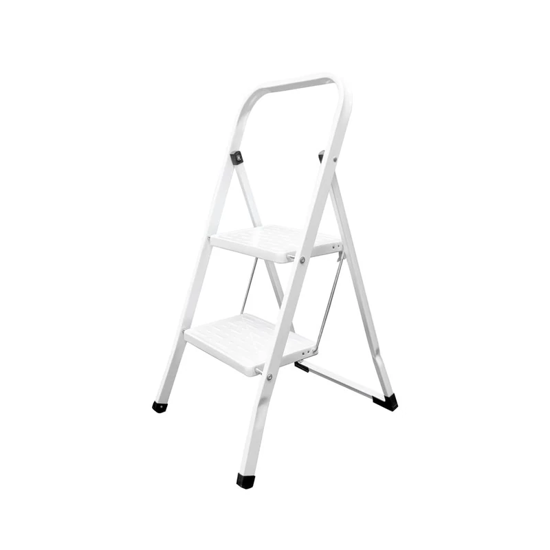 ORYX 23010200 Domestica Steel Ladder 2 Steps, White Ladder, Multicoloured, Single