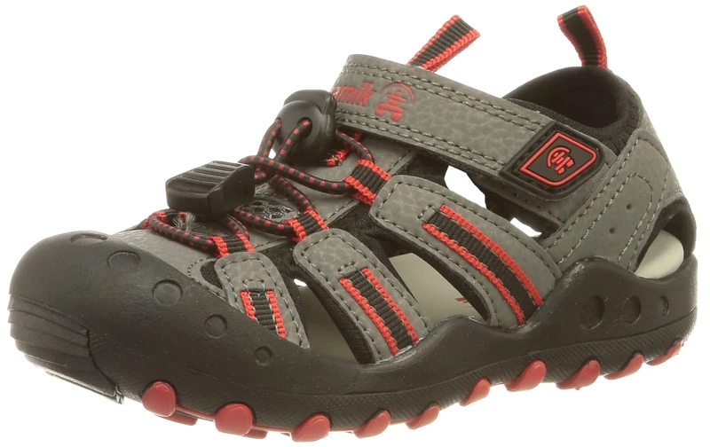 Kamik CRAB, Flat Sandal, CHARCOAL RED,