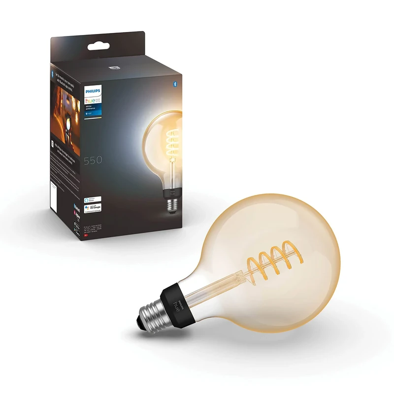 Philips Hue White Ambiance Filament G125 Giant Globe Smart Light Bulb [E27 Edison Screw] with Bluetooth. Works with Alexa, Google Assistant and Apple Homekit