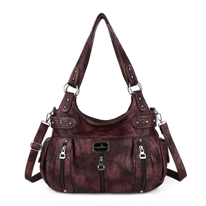 Angel Kiss Large Purses and Handbags for Women Washed Faux Leather Crossbody Hobo Satchel Shoulder Handbag Tote Purse, 1d.pink, XL