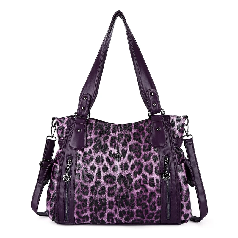 Angel Kiss Handbags for Womens Top-Handle Hobo Purse Roomy Casual Shoulder Bagn PU Tote Satchel Purse for Womens, 1purple-purple, XL