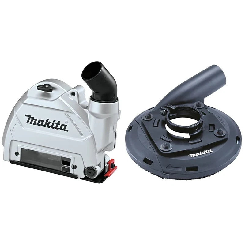 Makita 196845-3 125Mm Dust Collecting Guard, Multi-Colour & 195239-9 Dust Collecting Hood for 115mm and 125mm Angle Grinders