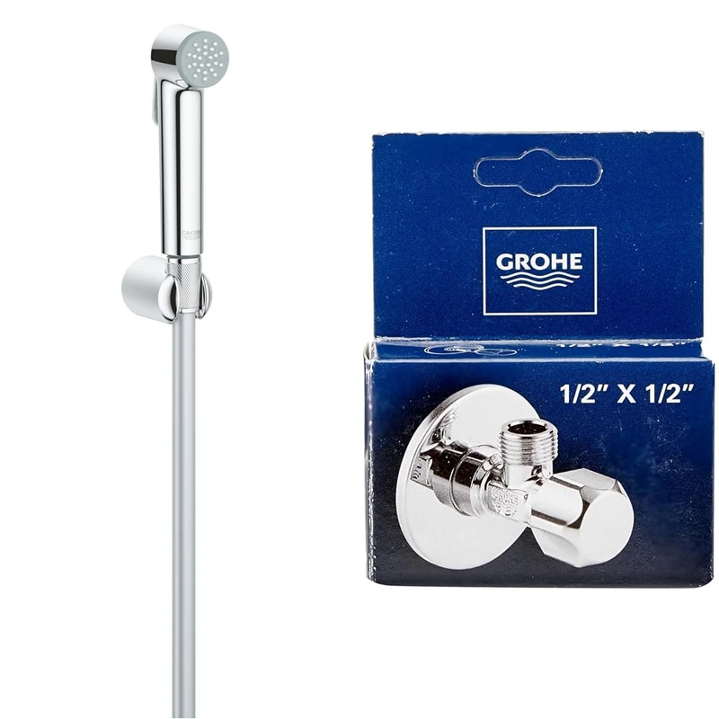 GROHE Tempesta-F Trigger Spray 30 27513001 1 Jet Shower Set with Wall Bracket + Safety Technology - Angle Valve wall Connection 1/2 inch, Outlet 1/2 inch, with Grease Chamber and Double O-Ring Seal - Image 1
