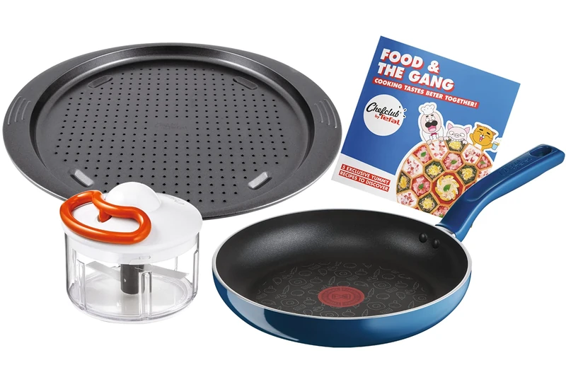 Chefclub by Tefal Food & The Gang Cooking Set 24 cm Frying Pan, 5 Seconds Manual Chopper, 500 ml, Pizza Tray 34 cm G805S304 - Image 1