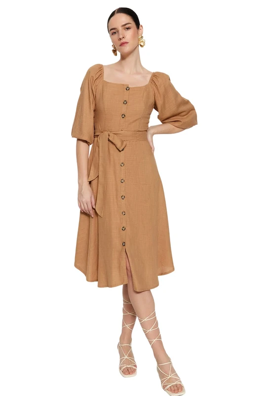 Trendyol Women's Twoss19ie0009 Dress, Camelfarben, 36 UK