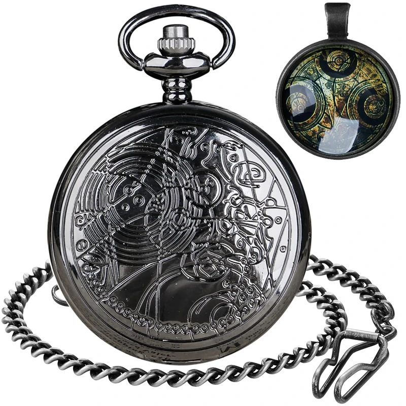 Tiong Pocket Watch with Bronze Case Quartz Full Hunter White Dial and Chain Mens Retro Necklace Pendant Gift Box