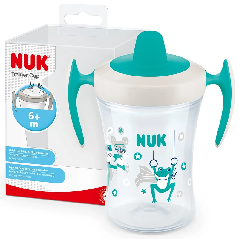 NUK Trainer Cup Sippy Cup | Leak-Proof Soft Drinking Spout | 6+ Months | BPA-Free | 230ml | Green Frog