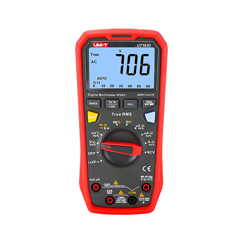 UNI-T UT161D/MIE0433 Digital Universal Meter Voltage Tester, Current AC/DC, Capacity, Circuit Test and Diodes, Temperature Measurement