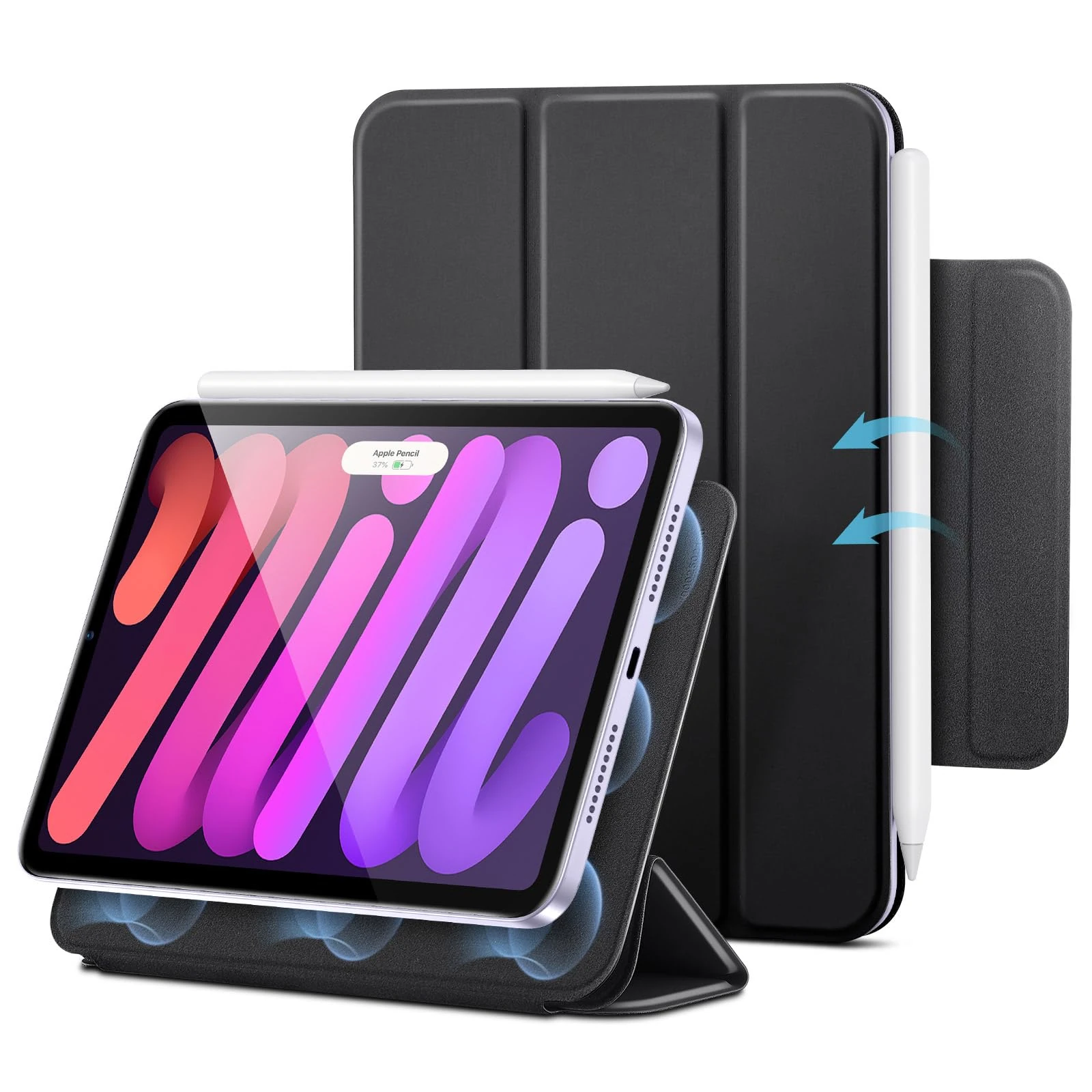 ESR for iPad mini 7 A17 Pro Case, iPad mini 7th/6th Generation 8.3'' Case (2024/2021), Slim, Trifold Two-Way Stand, Powerful Magnetic Attachment, Durable Protection, Supports Pencil Pro/USB-C, Black