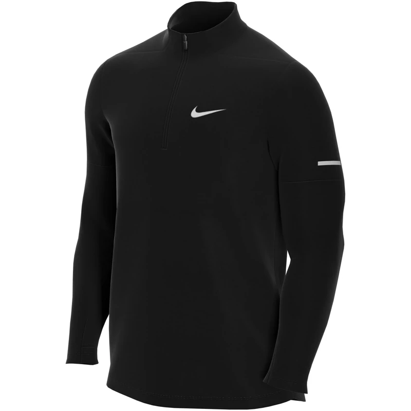 Nike Men's M NK DF ELMNT TOP HZ Sweatshirt, Black/Reflective silv, L-T