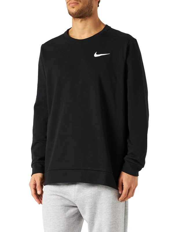 NIKE CZ7395-010 M NK DF LS CRW Sweatshirt Men's BLACK/WHITE Size L