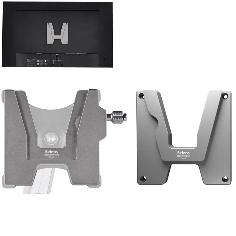 Selens Quick Release LCD Monitor VESA Mount Bracket Plate, Safety Lock Removable Stand for Wall & Ceil TV Screen Outdoor Live Streaming Movie Photography Studio