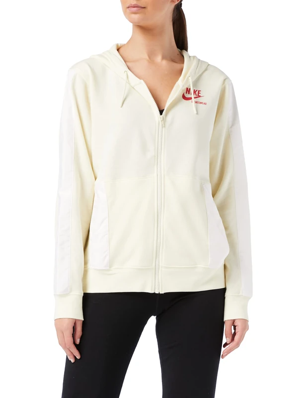 Nike DD5671 W NSW FLC FZ HOODIE HTG Sweatshirt women's cashmere/white/university red M