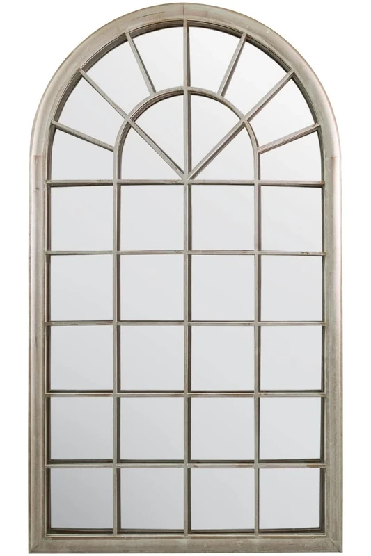 MirrorOutlet Milton manor Rustic Multi Panel Arched Window Garden Outdoor Mirror 5ft3 x 3ft 160cm x 91cm, GMA022-M, Brown