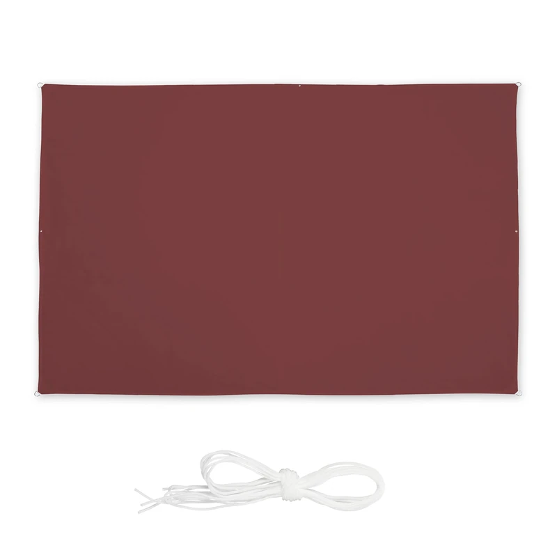 Relaxdays shade sail, rectangular, water-repellent, UV protection, canopy, with ropes, patio, terrace, 2x3 m, red brown, Polyester, 2 x 3 m