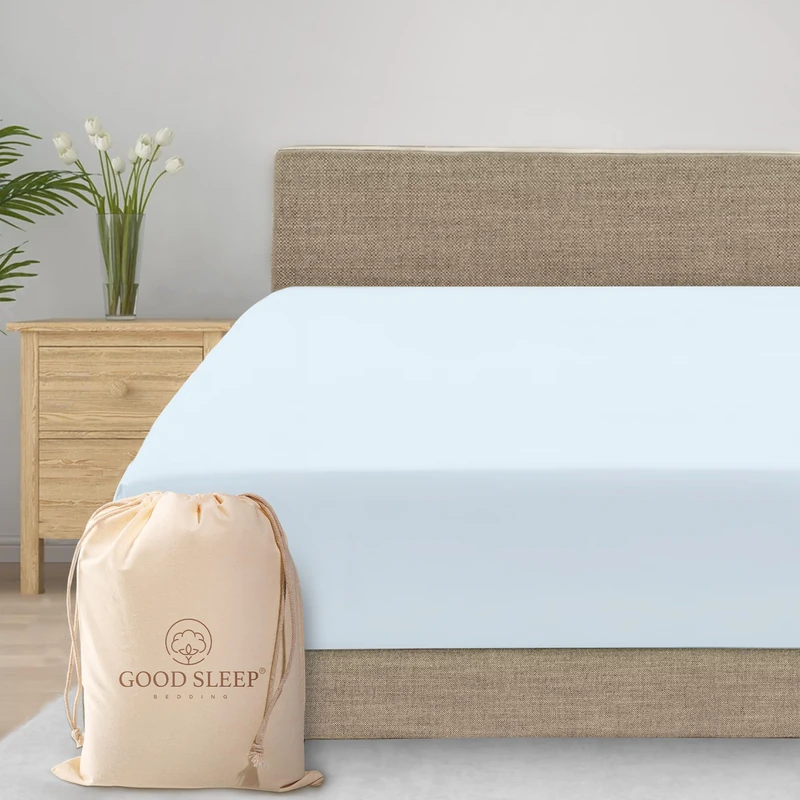 King Size 1000 Thread Count Fitted Sheet Deep Pockets Only Egyptian Cotton Soft Luxury Egyptian Cotton Fitted Sheet 16" Deep Light Blue