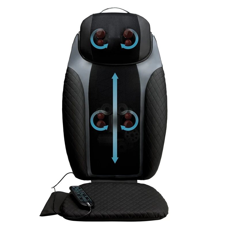 HoMedics 2-in-1 Shiatsu Massager and Cordless Cushion - Two Massage Components targeting Full-Body Coverage with Isolated Massage functionality Black