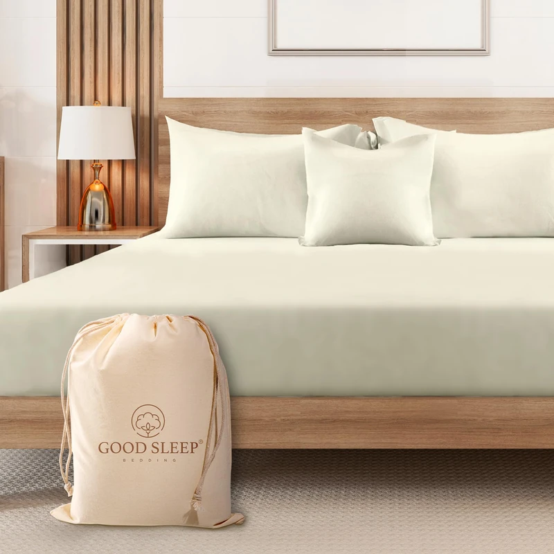 Good Sleep Bedding California King Fitted Sheet - 100% Egyptian Cotton Fitted Sheet, Soft & Breathable, 1000 TC Luxury Hotel Style Cal King Fitted Sheet Only, 16 Inch Deep Pocket Fitted Sheet - Ivory