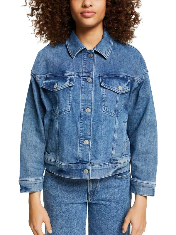 Esprit Women's 032EE1G307 Jacket, 902/BLUE Medium WASH, Normal